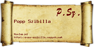 Popp Szibilla névjegykártya